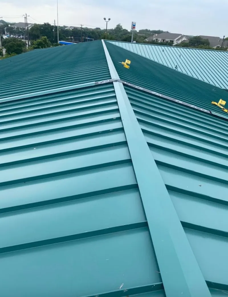 Green commercial metal roof ridge and valley for Metal Roof Repair in Carolina Beach